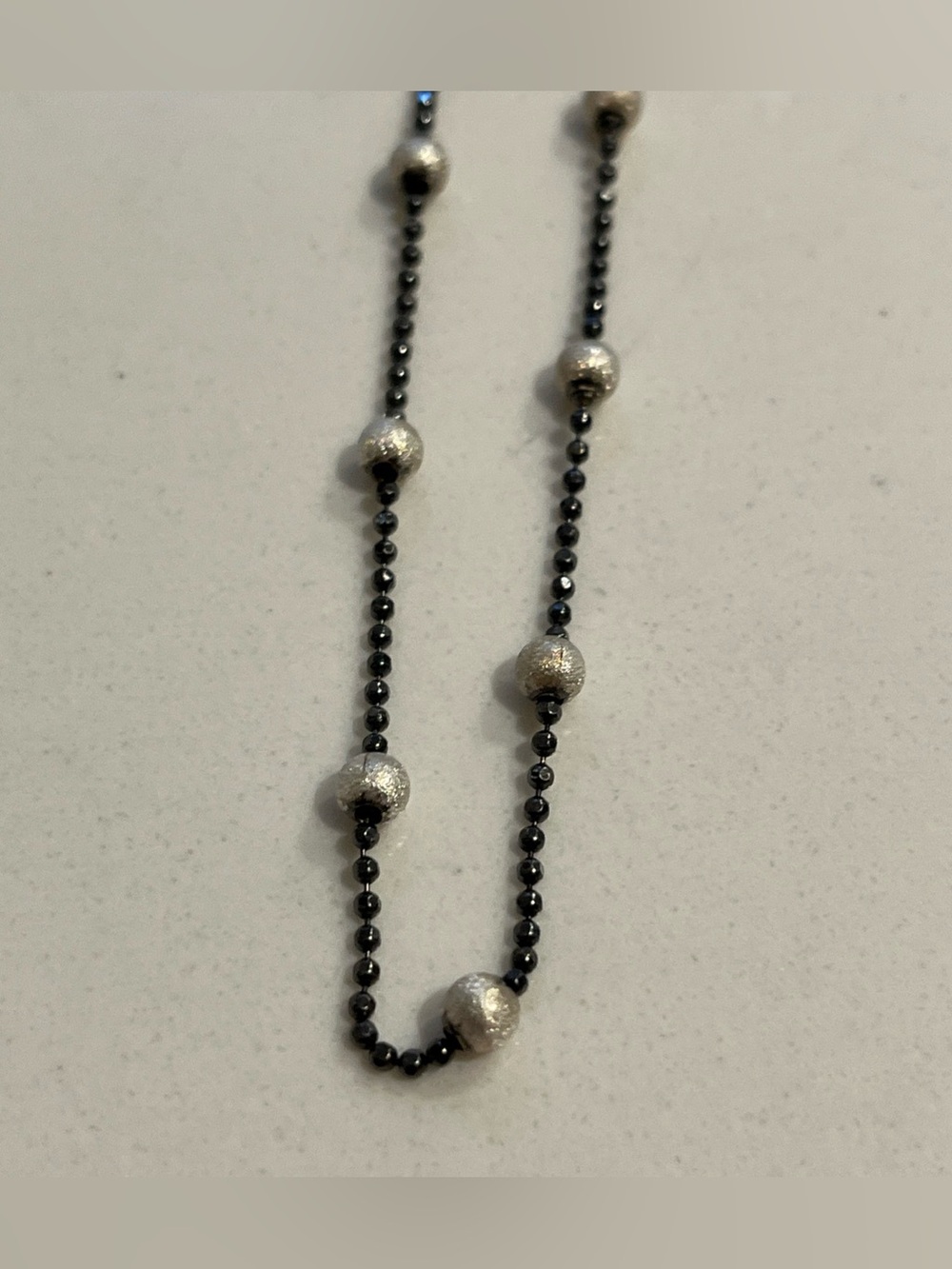 Vintage 925 Sterling Silver beaded Station Necklace